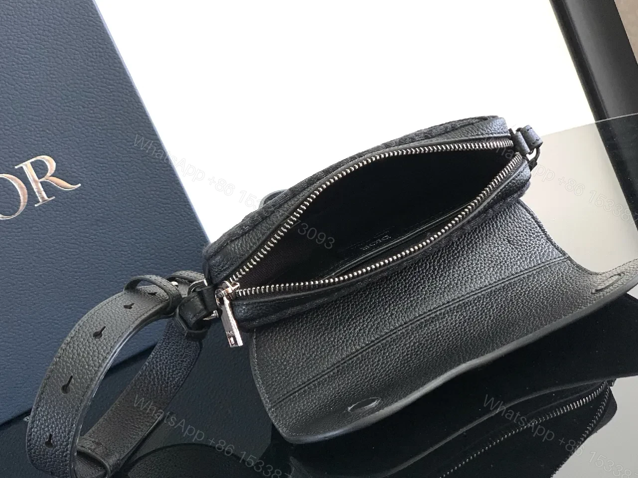 View 2 of Charcoal Calfskin Crossbody: Subtle Luxe, Compact Utility