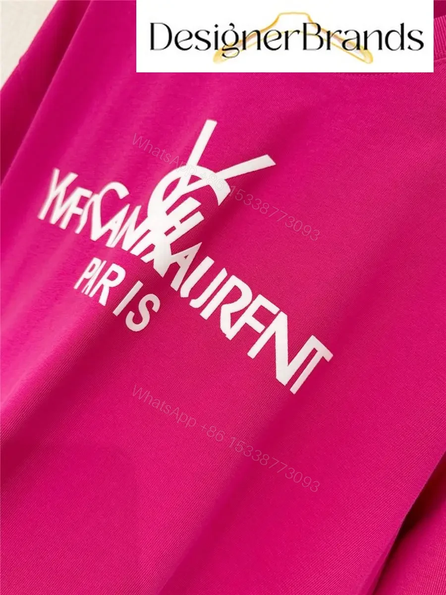 View 4 of Bold Fuchsia Logo Tee: Oversized Cotton-Creast Crest Top