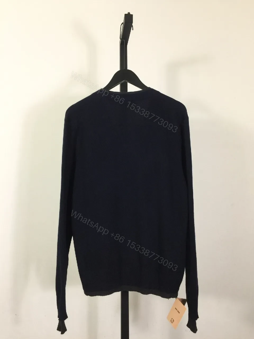 View 2 of Textured Navy Knit Cardigan — Signature Detailing, Luxe Comfort