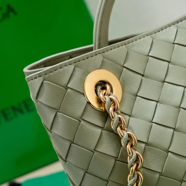 View 4 of Woven Leather Mini Bag with Gold Chain â€“ Everyday Luxury