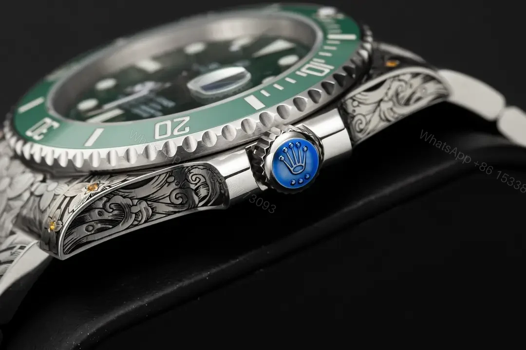 View 3 of Super Clone Rolex Submariner Green Dial Engraved Oyster Bracelet Premium 40MM ROL-SUB-GRN-ENG-OYS-40-RG