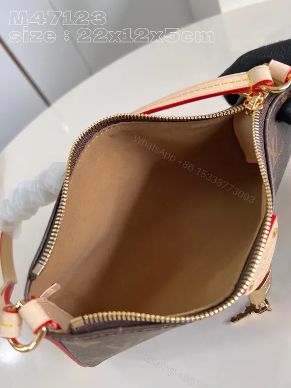 View 2 of Chic Monogram Crossbody: Red Piping, Gold Hardware