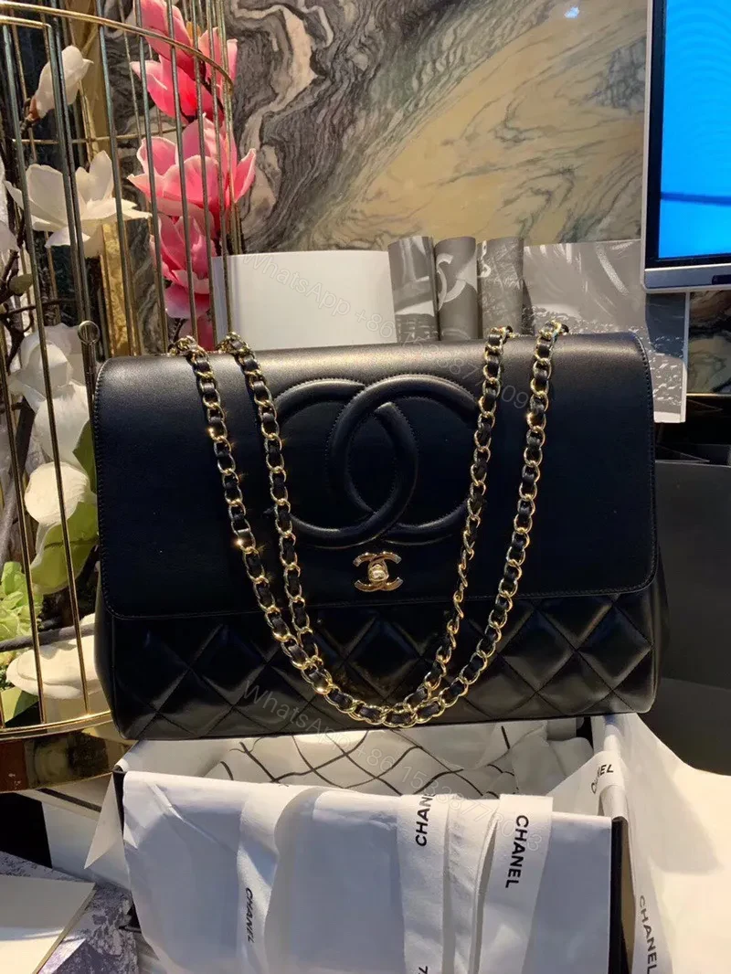 View 2 of Chanel Shopping Handbags Woman’s Black Leather 33x23x11cm