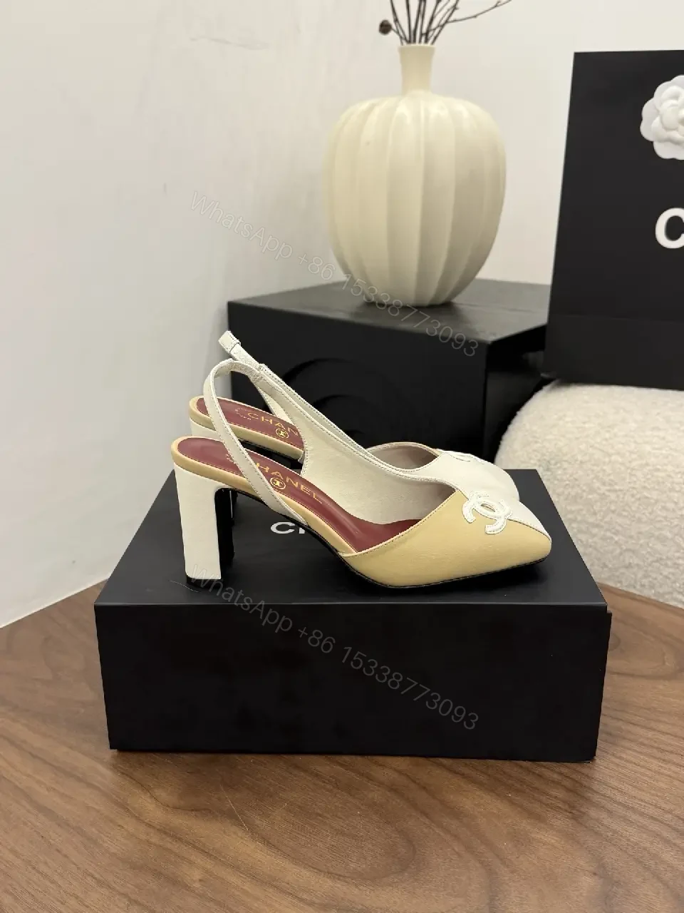 View 7 of Two-Tone Slingbacks: Luxe Leather, Sculpted Heel, Pointed Toe