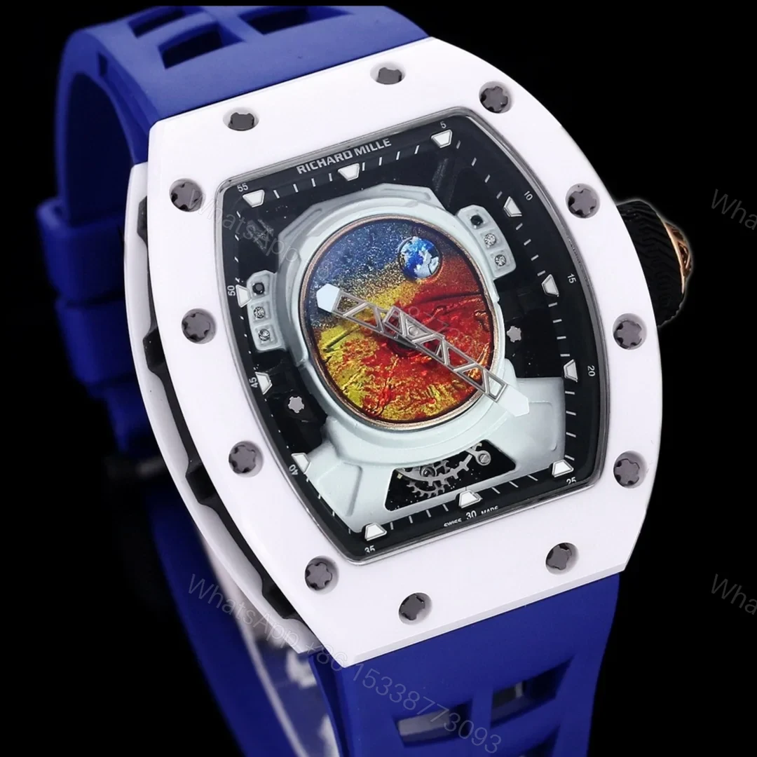 View 3 of Richard Mille RM52-05 Pharrell Williams Mars Mission Watch White Case Blue Strap Premium Edition RM-RM52-05-PW-WHT-BLU
