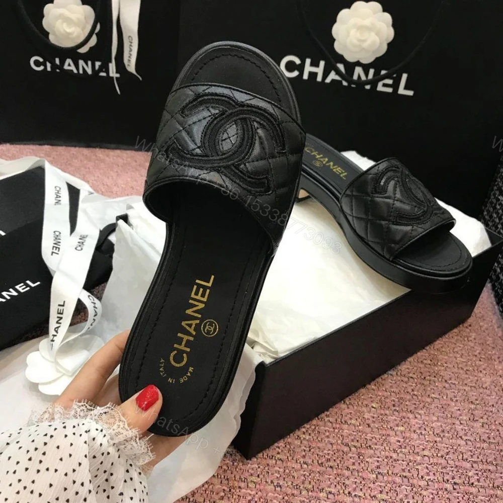 View 7 of Chanel Quilted CC Logo Mules Black