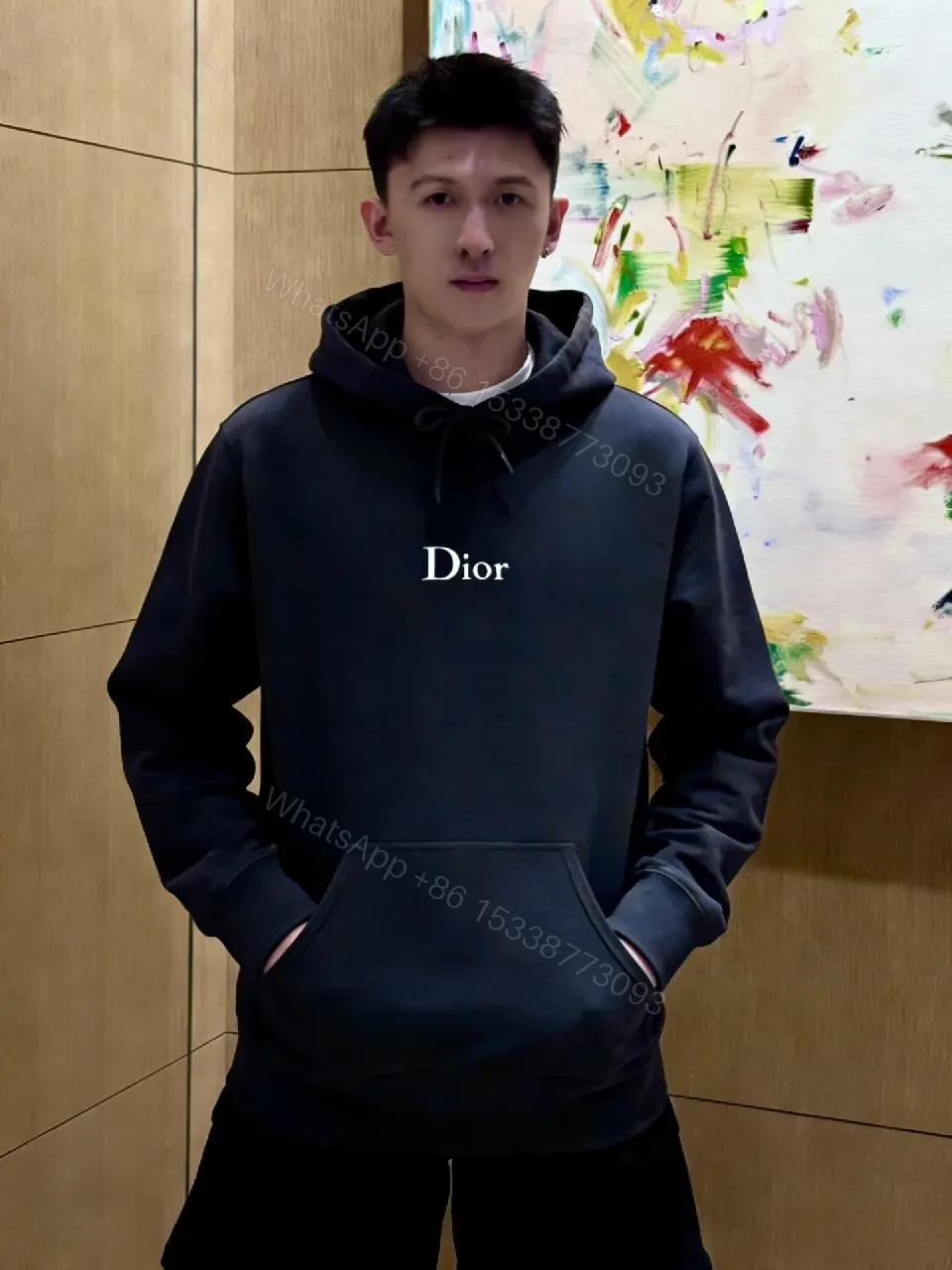 View 2 of Oversized Black Hoodie - Mid-Weight Fleece, Subtle Designer Detailing