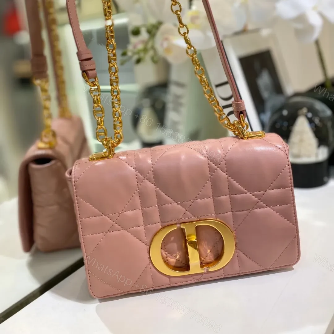 Dior Pink Plaid Super Quality Women’s Handbag with Gold Lock 25cm — view 1