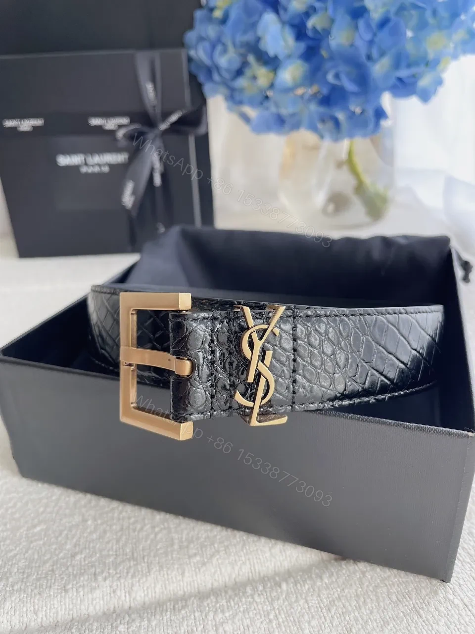 View 2 of Chic Leather Belt Bag with Gold Hardware, Compact Luxury