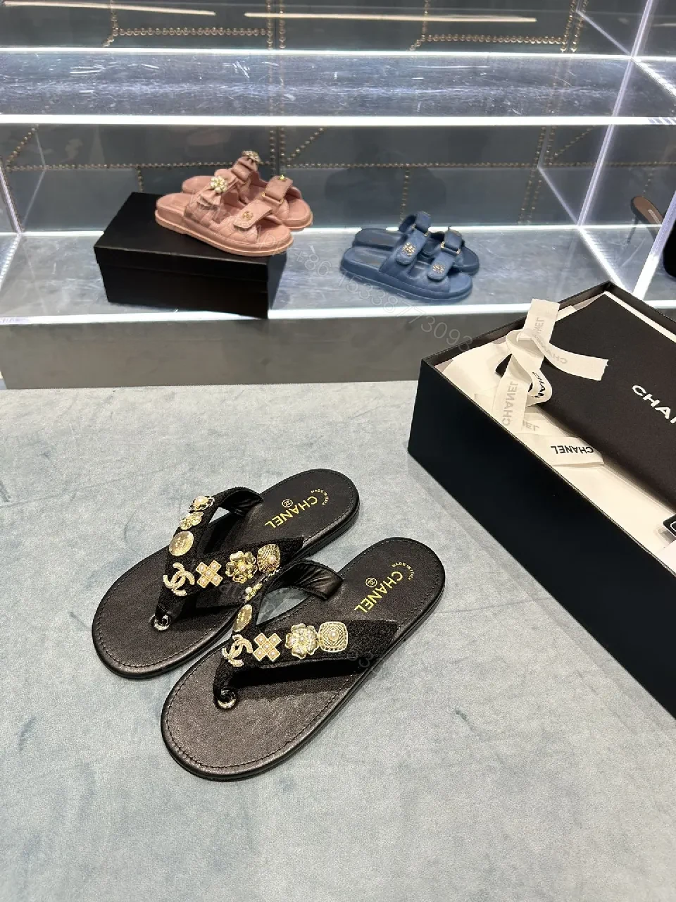 Embellished Luxe Flip-Flops: Gold-Detail Comfort Footwear — view 1