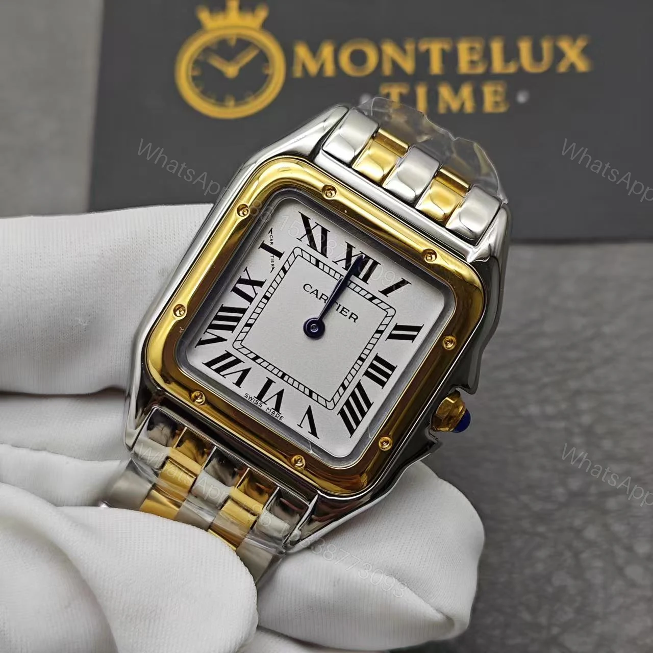 View 3 of Replica Cartier Panthère de Cartier Women Quartz White 18ct Yellow Gold Watch W2PN0006