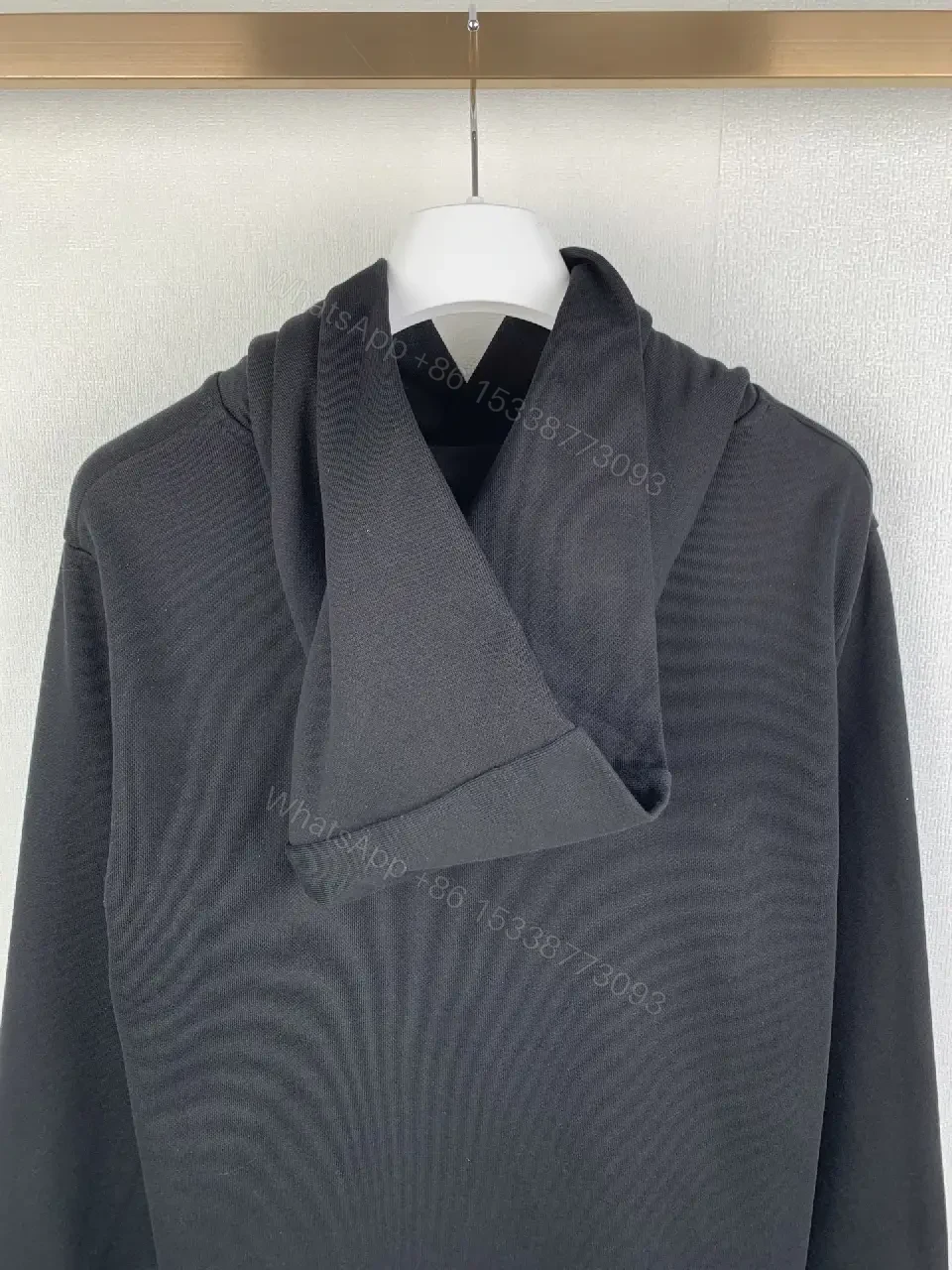 View 9 of Black Premium Minimalist Hoodie with Discrete Moncler Badge - Luxury Everyday Wear