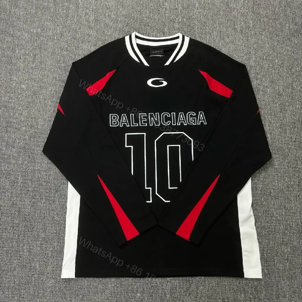 View 2 of Black Jersey + Premium Knit + Street Luxe + Bold BALENCIAGA-style Graphic + Jersey Top