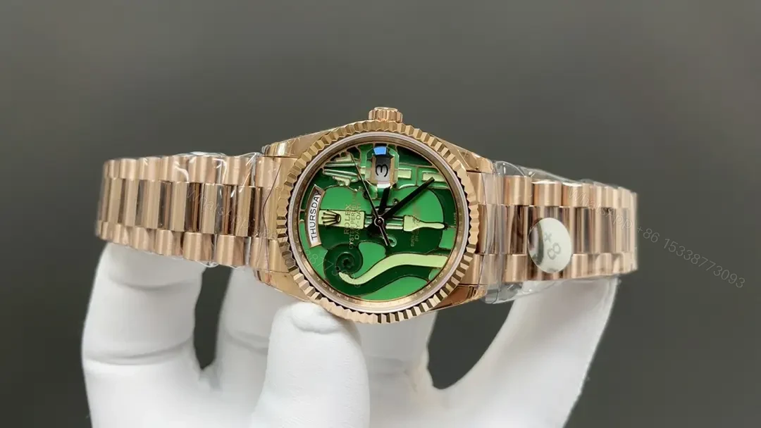 View 2 of Rolex Day-Date Violin Dial Vienna Philharmonic Green Edition Rose Gold Green Pattern Bracelet 36mm RLX-DD-VIO-GRN36