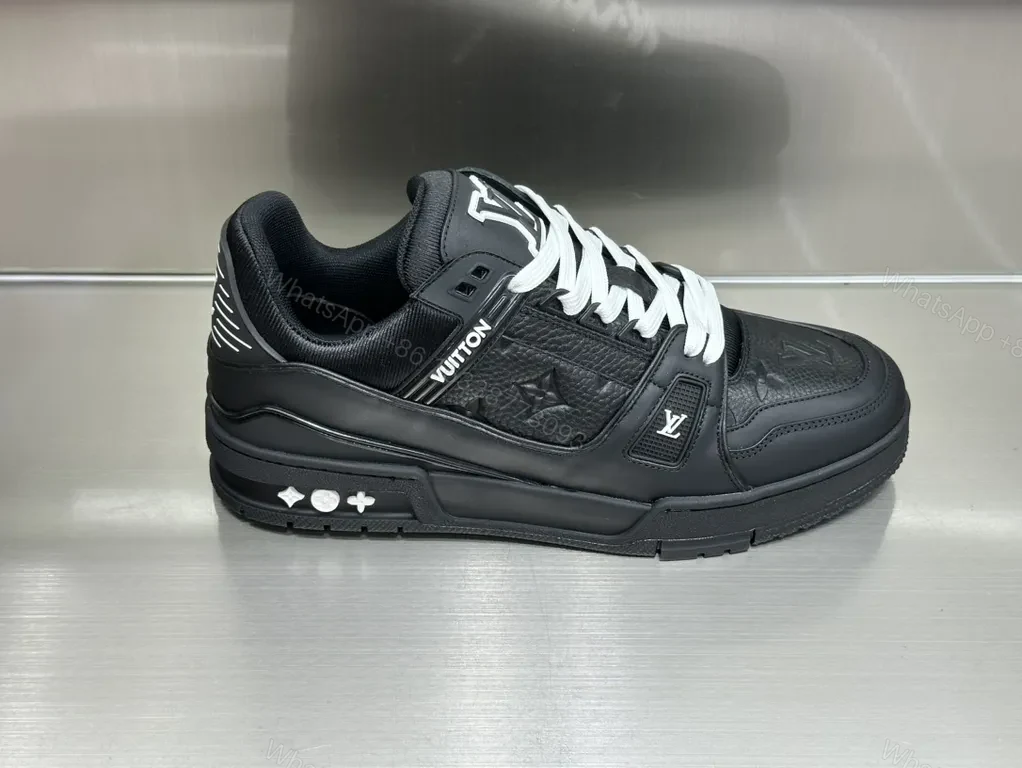 View 8 of Bold Leather Sneaker: Monogram-Texture City Style Shoes