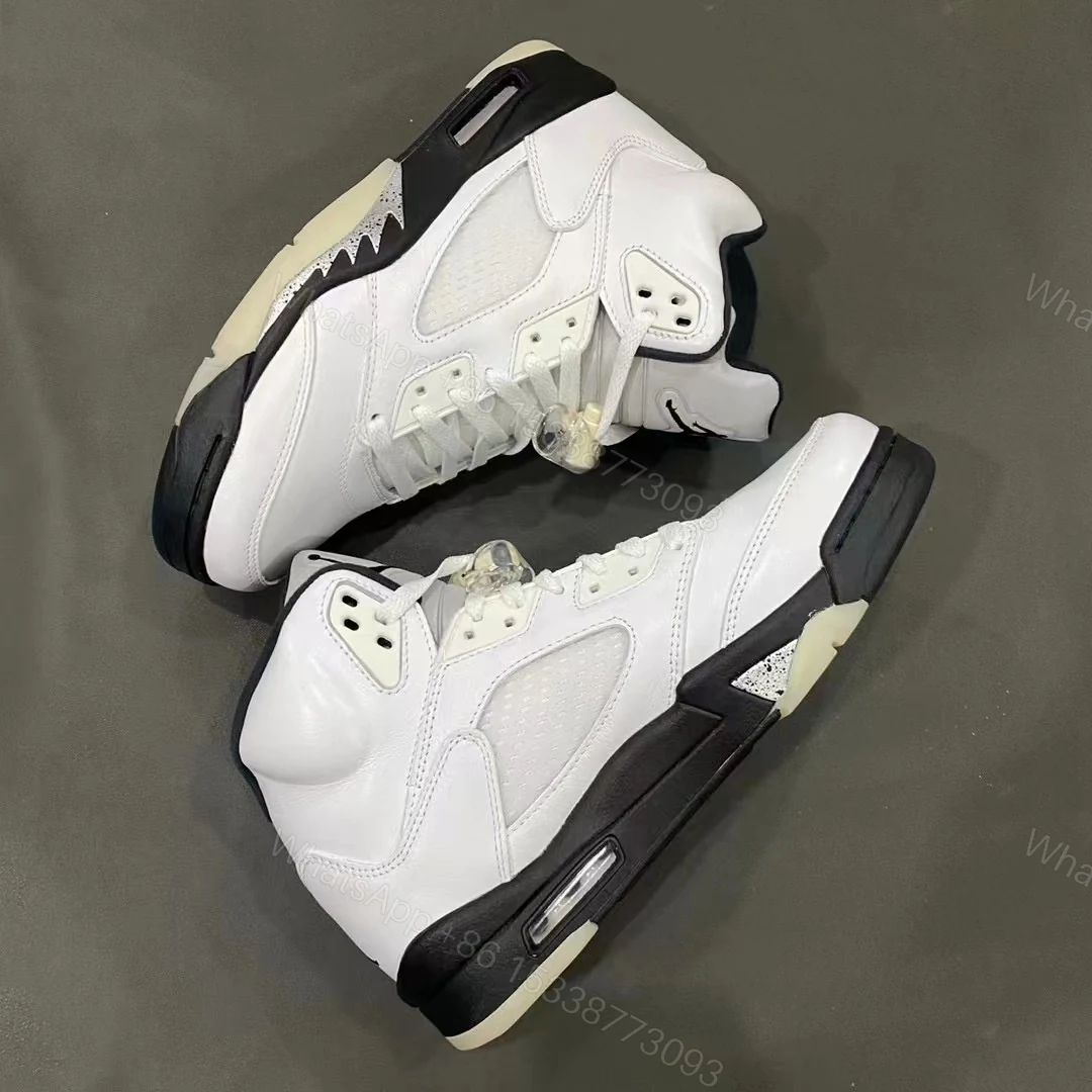 View 3 of Air Jordan 5 Retro White and Black Replica