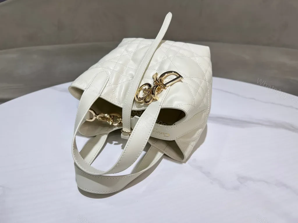 View 9 of Chic Quilted Mini Tote with Gold Dior Hardware