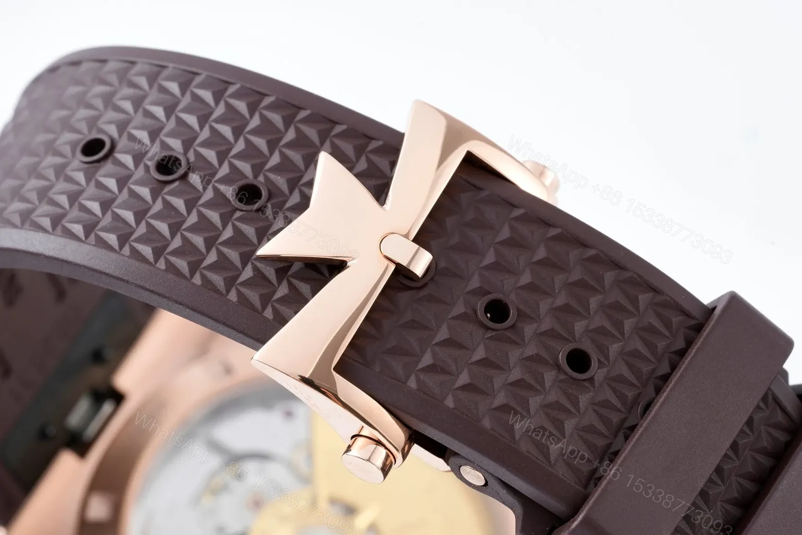 View 9 of GS Factory Vacheron Constantin Overseas 4500V Series Rose Gold Watch with Brown Rubber Strap – 41mm, Automatic, Date Display, Geneva Seal Certified