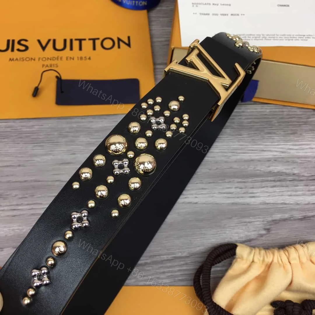 View 4 of LOUIS VUITTON CALF LEATHER LV ICONIC 35MM BELT – B122
