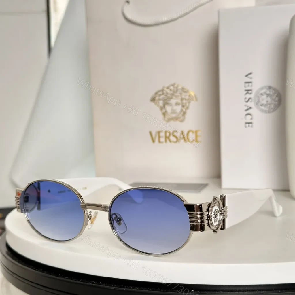 View 7 of Rose-Gold Round Sunglasses with Embellished Intrecciato Frames