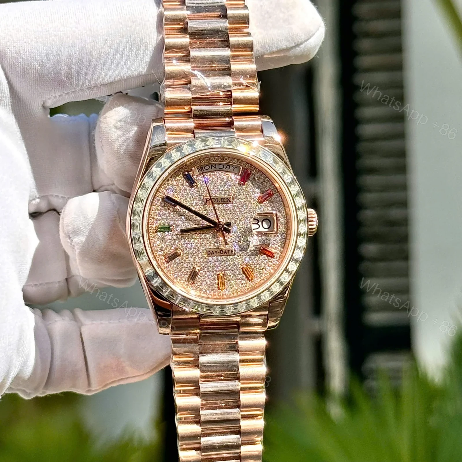 View 3 of Superclone Rolex Day-Date Diamond-Paved Dial 128395tbr-0008 36 mm