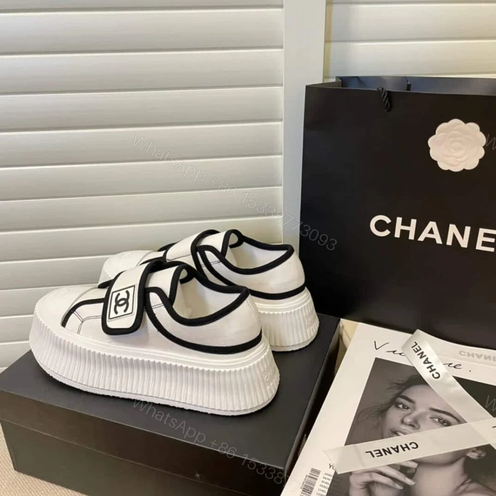 View 3 of Chanel White CC Cap Toe Slipon Sneaker White