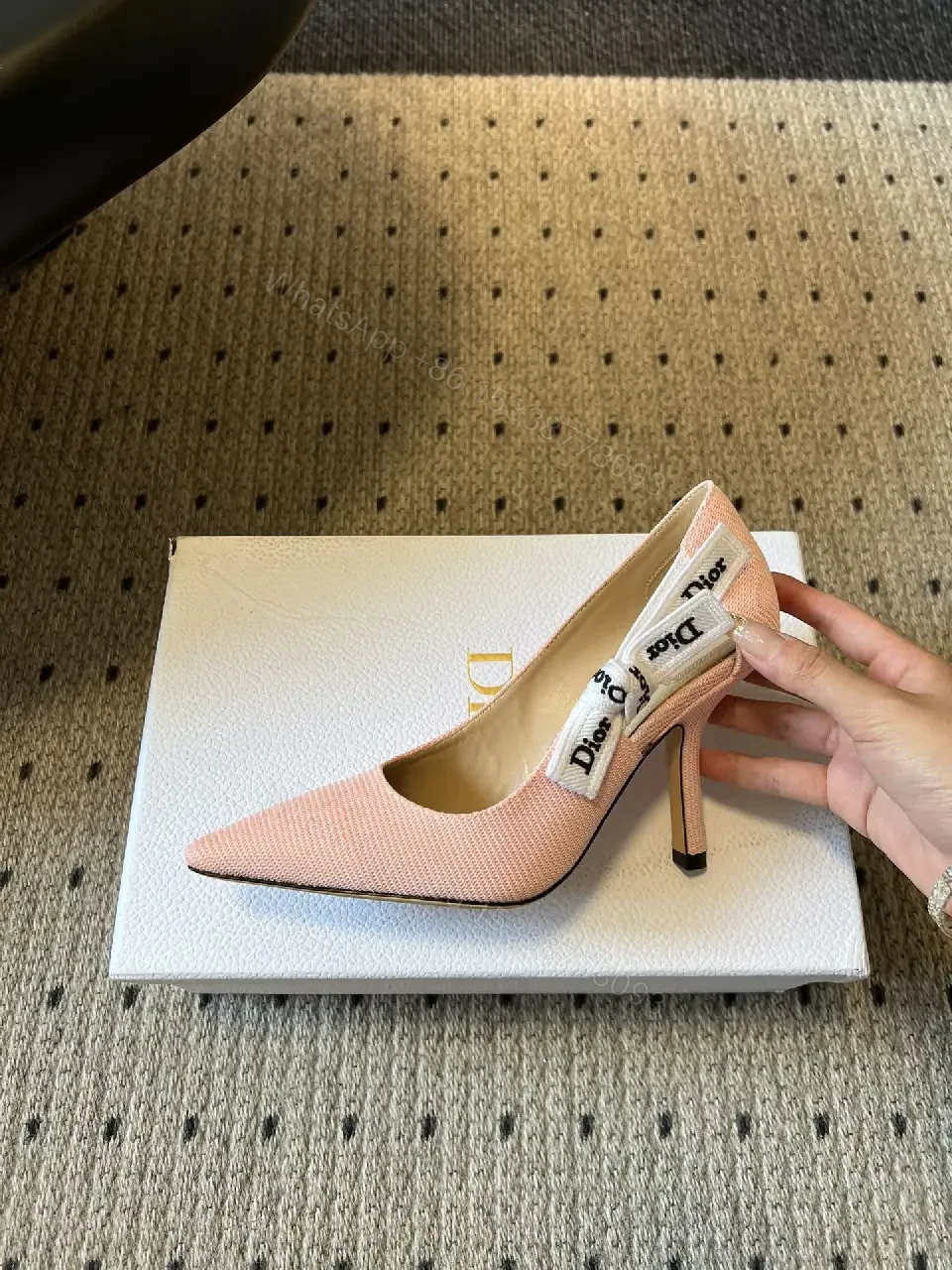 View 5 of Soft Pink Slingback Pumps with Ribbon Detail