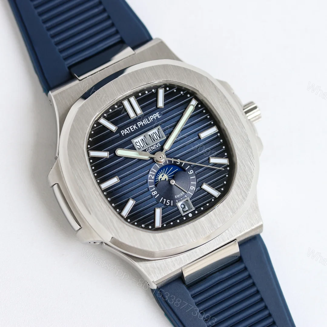 View 2 of Patek Philippe Nautilus Replica 41MM Premium Blue Dial Rubber Strap Edition PP-NT-BLU-RBR-41
