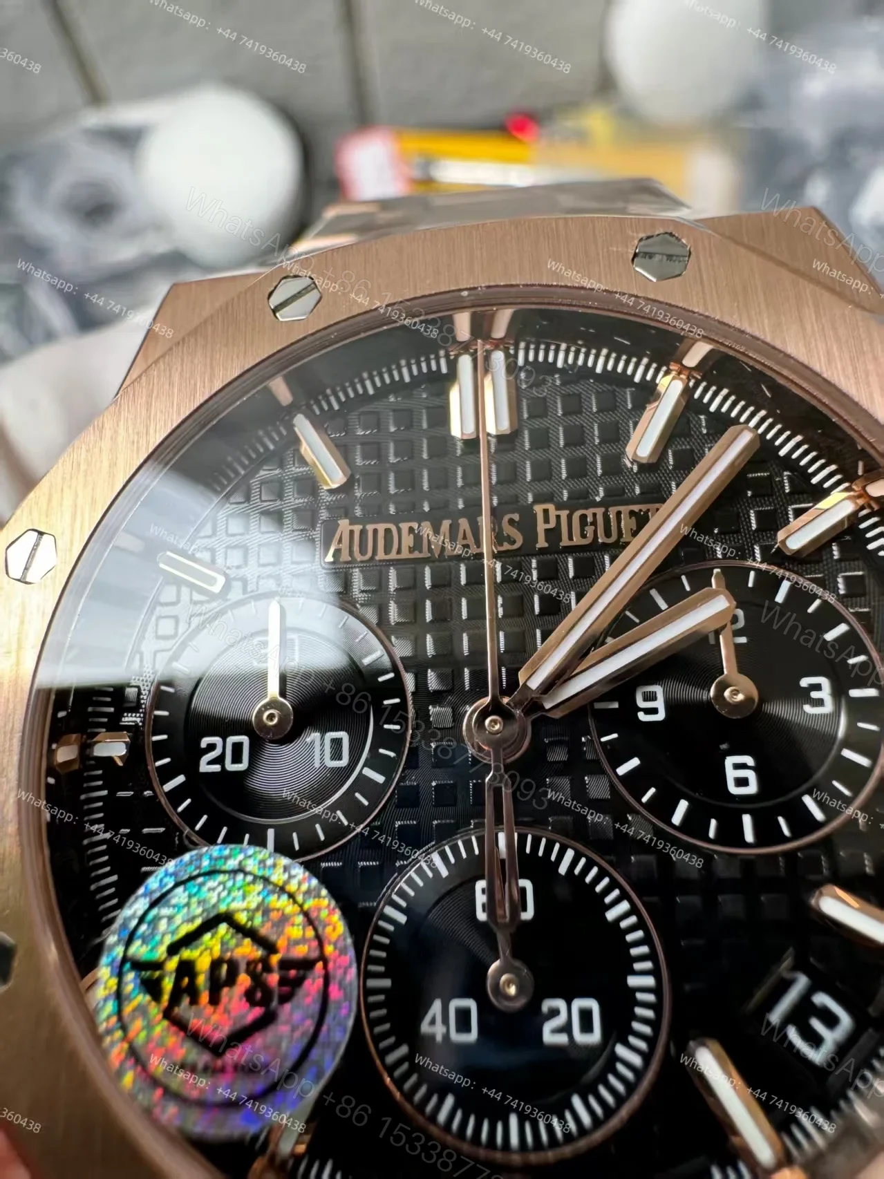 View 4 of Audemars Piguet Super Clone Royal Oak Rose Gold Black dial 26240 Chronograph 41mm Cal.4401