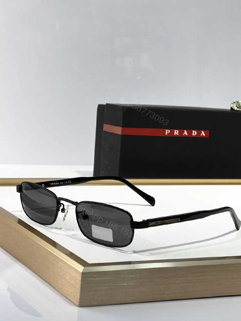 View 3 of Vintage-Lux Gold-Accent Sunglasses with Amber Lenses