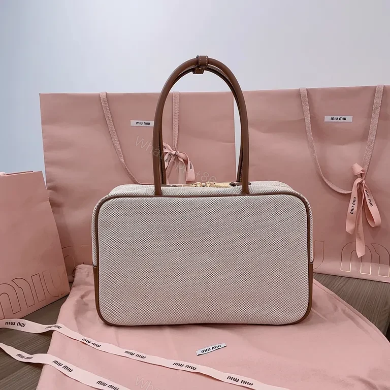 View 5 of Structured Texture Luxe Bag - Leather, Miu Miu-Inspired Style