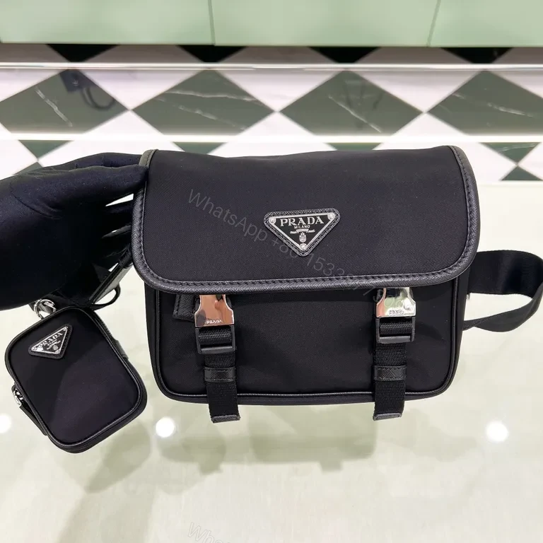 Black Nylon Compact Messenger with Prada Logoâ€”Premium Designer Style — view 1