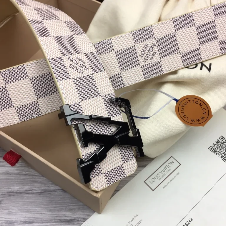 View 3 of Louis Vuitton Damier Belt: Signature Checker, Matte Buckle, Luxury Comfort