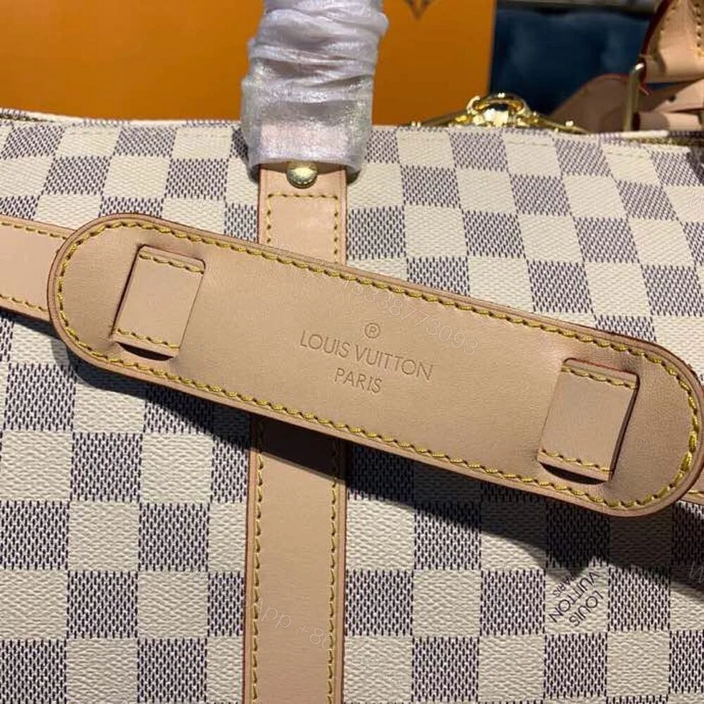 View 6 of Louis Vuitton Keepall Bandouliere 55 Damier Azur Canvas 55Cm LV N41429