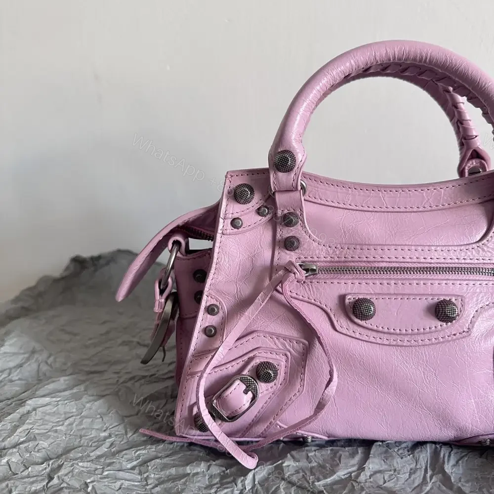 View 3 of 高仿Balenciaga*NeoCagole系列機車包粉色