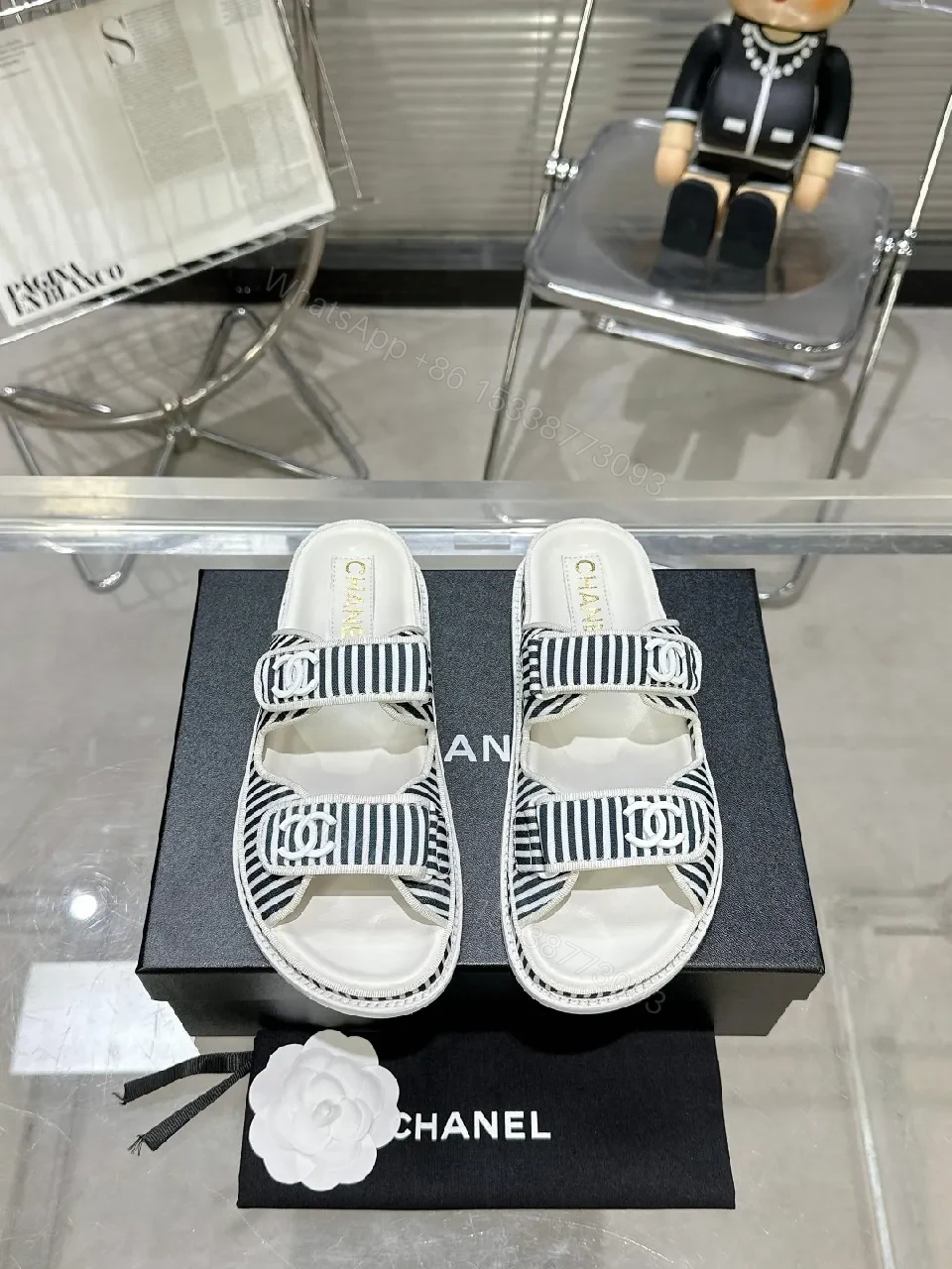 View 2 of Navy Stripes Comfort Sandals: Luxe Everyday Style