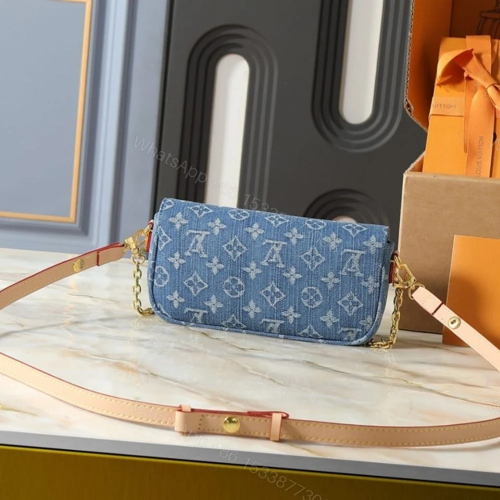 View 4 of Louis Vuitton Wallet On Chain Ivy Monogram Denim Blue 23Cm