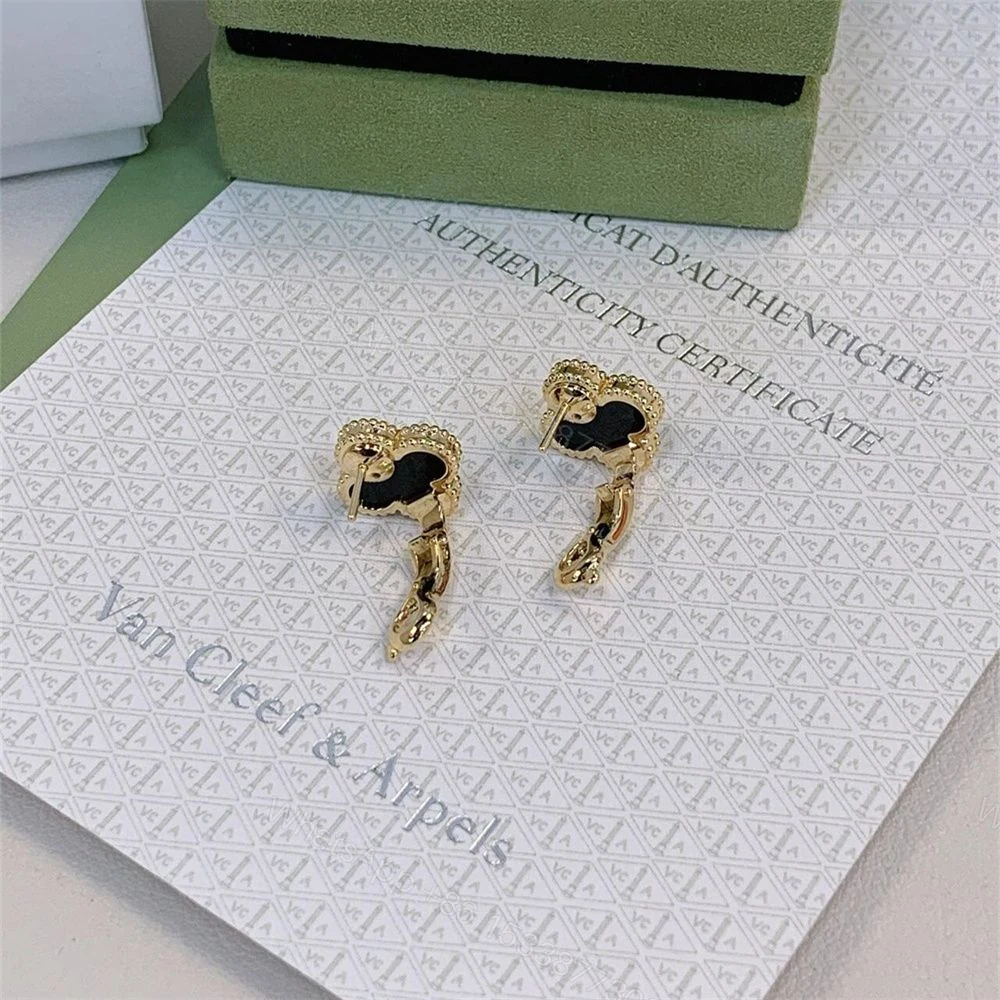 View 4 of Van Cleef & Arpels Vintage Alhambra Earrings Onyx 18K Yellow Gold VCARA44200