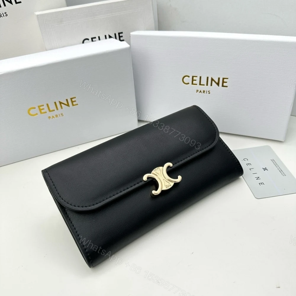 View 3 of CELINE LARGE WALLET TRIOMPHE IN SHINY BLACK 19CM 10E313DPV 38NO