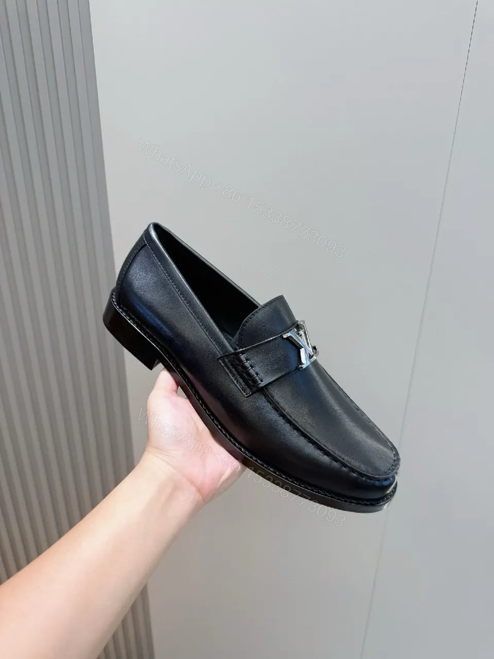 View 5 of Refined Black Leather Loafers — Subtle LV-Inspired Hardware