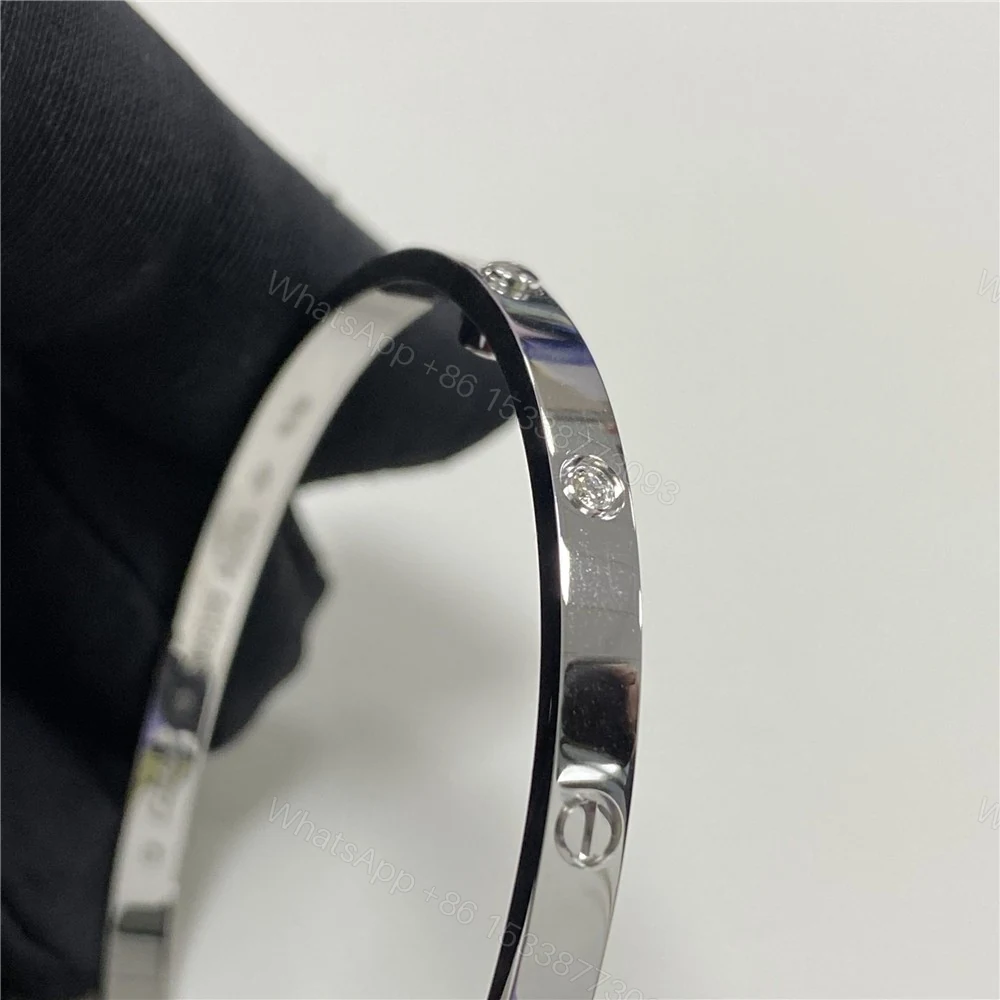 View 4 of Replica Cartier Love Bracelet 6 Diamonds White Gold B6047717