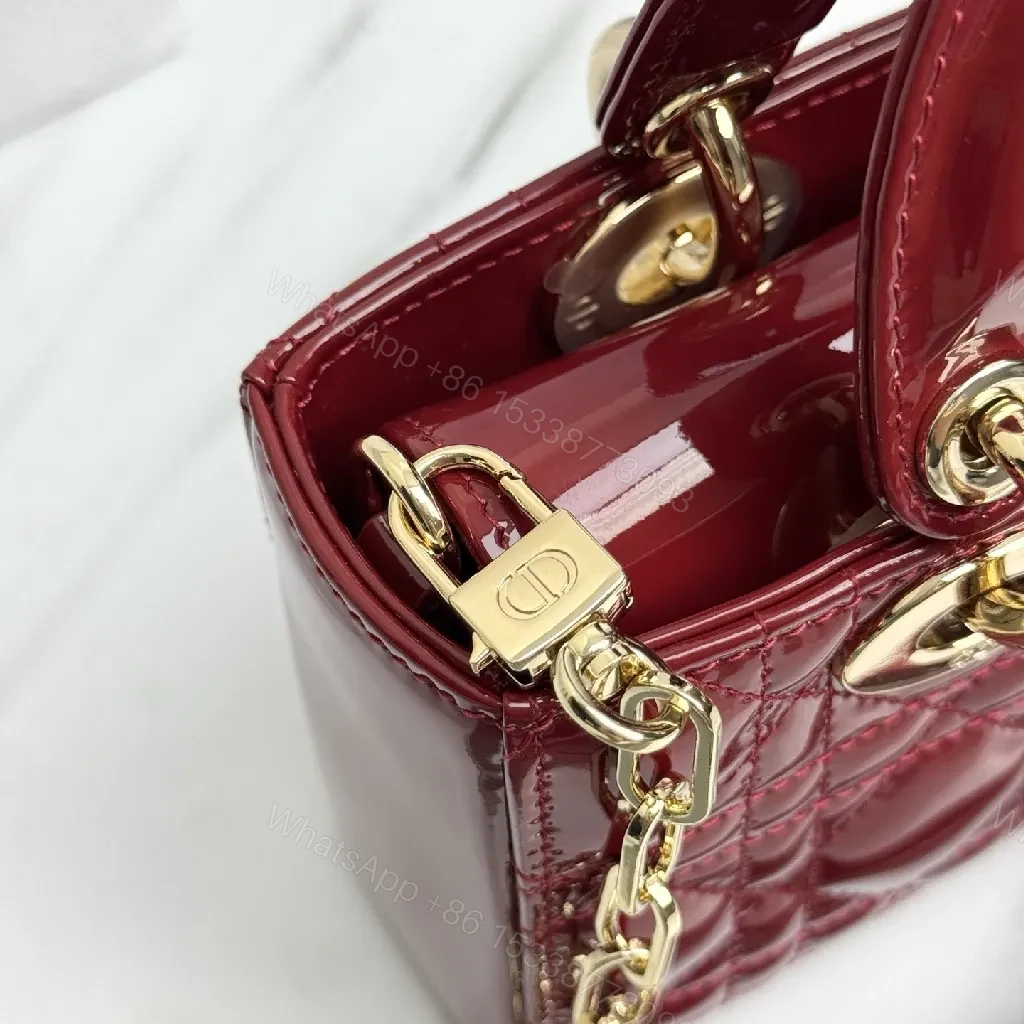 View 8 of Burgundy Patent Mini Satchel: Luxe Structured Charm