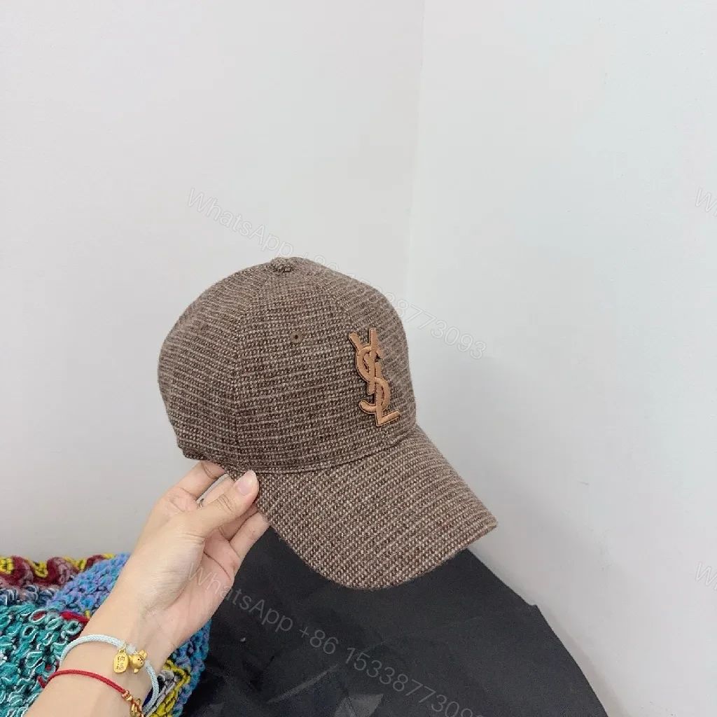 View 6 of Bruised Brown Wool-Blend Cap: Subtle Designer Monogram Cap