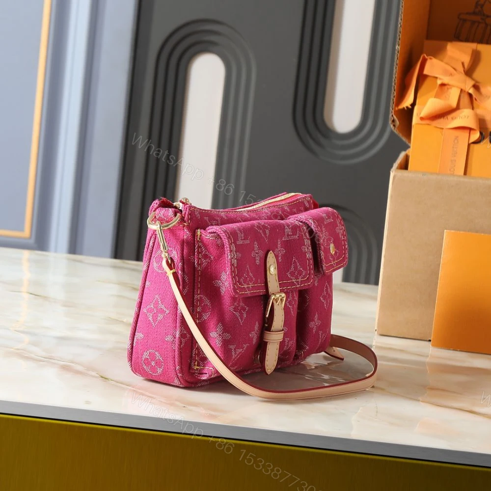 View 3 of Louis Vuitton Pochette Accessoire Cargo Pink Denim 23cm
