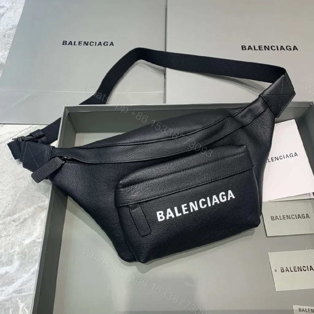 Black Leather Belt Bag: Bold Logo, Modern Utility, Compact Style — view 1