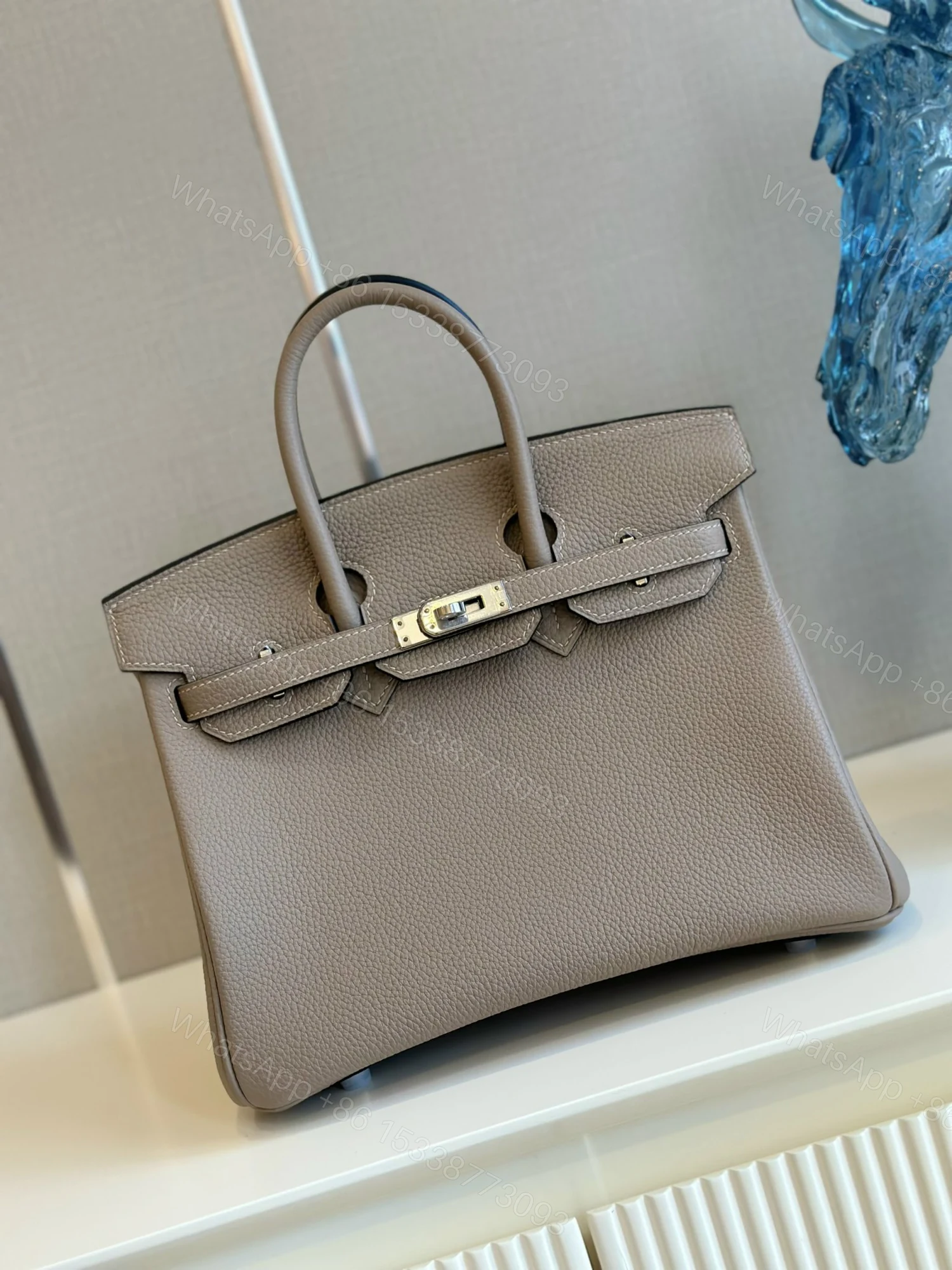 View 3 of Hermes Birkin 25 Gris Tourterelle Togo Palladium Hardware