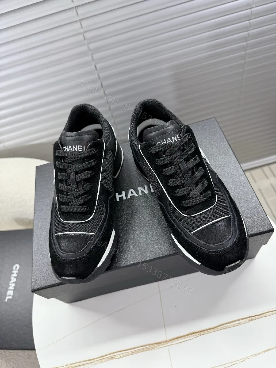Black Knit & Suede Runner: Sleek Comfort, Everyday Luxe — view 1