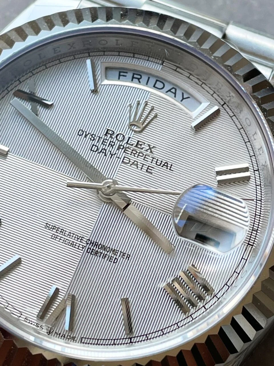 View 7 of EWF Factory SS 1:1 Rolex Day Date II 228239 Best Edition White Textured Dial A3255
