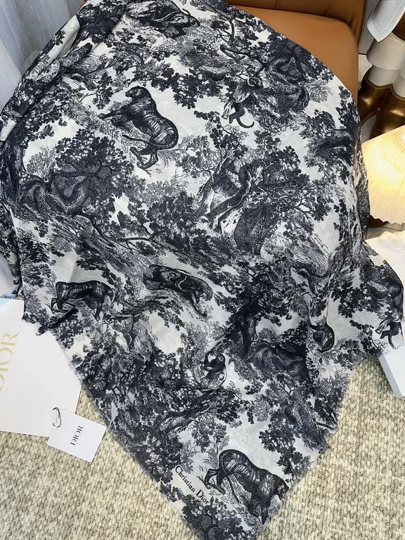 View 5 of Toile Scarve: Monochrome Dior-Print Silk-Feel Scarf