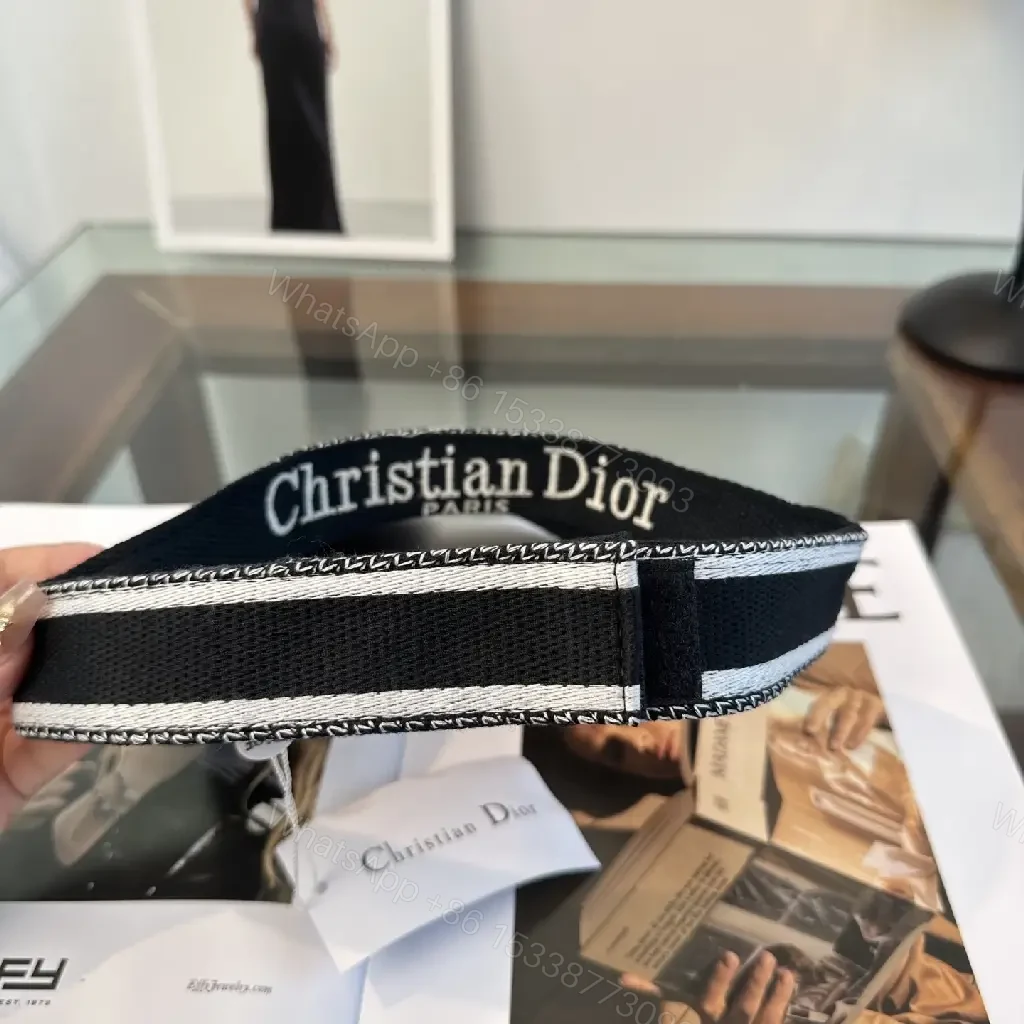View 2 of Black Textured Visor Cap with Geometric Pattern and Embroidered DIOR